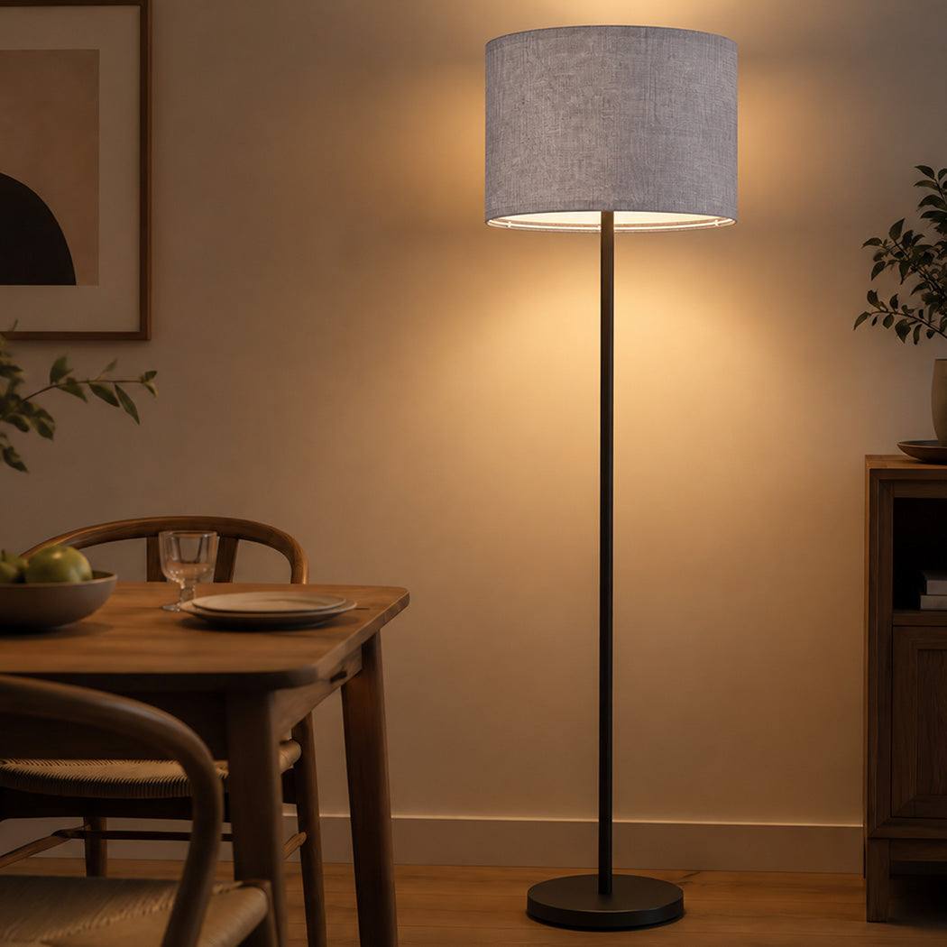 Emitto Lamp Shade 4pc Linen Drum E26 E27 with E14 Rings for Home Decor Grey