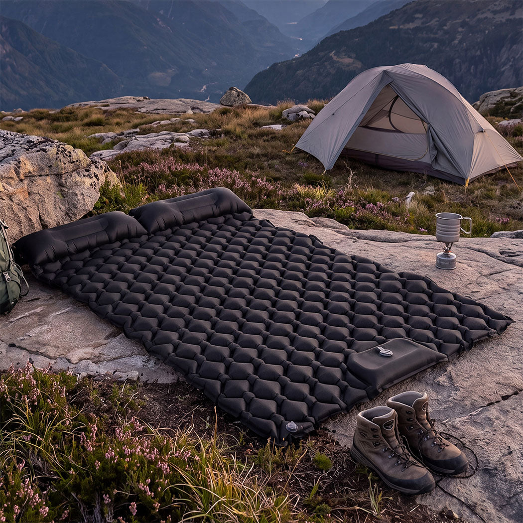DreamZ Camping Mattress Sleeping Pad Inflation 40D Nylon TPU Camping Black