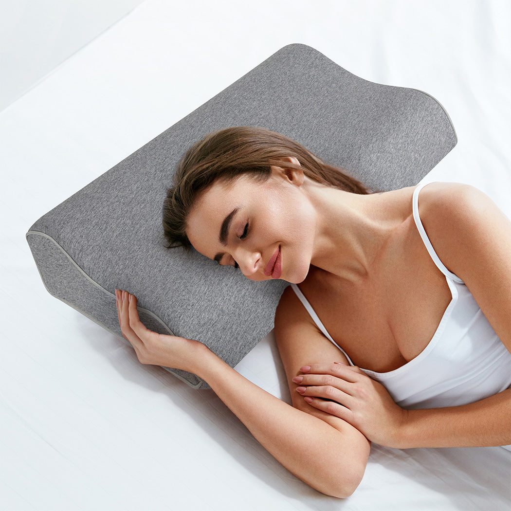 Dreamz Memory Foam Pillow Pillowcase Supprt Grey Rebound