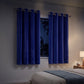 Marlow Thick Thermal Blackout Curtains Velvet 46x54 Inch Eyelet Ring Top Blue