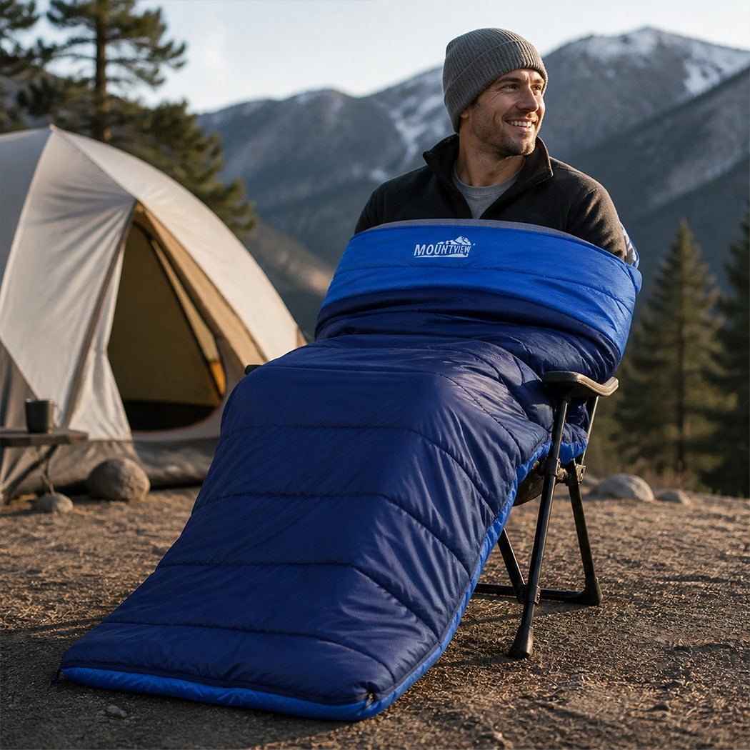 Mountview Sleeping Bag Extra Wide 230x100cm 3 Season Waterproof Hiking Blue
