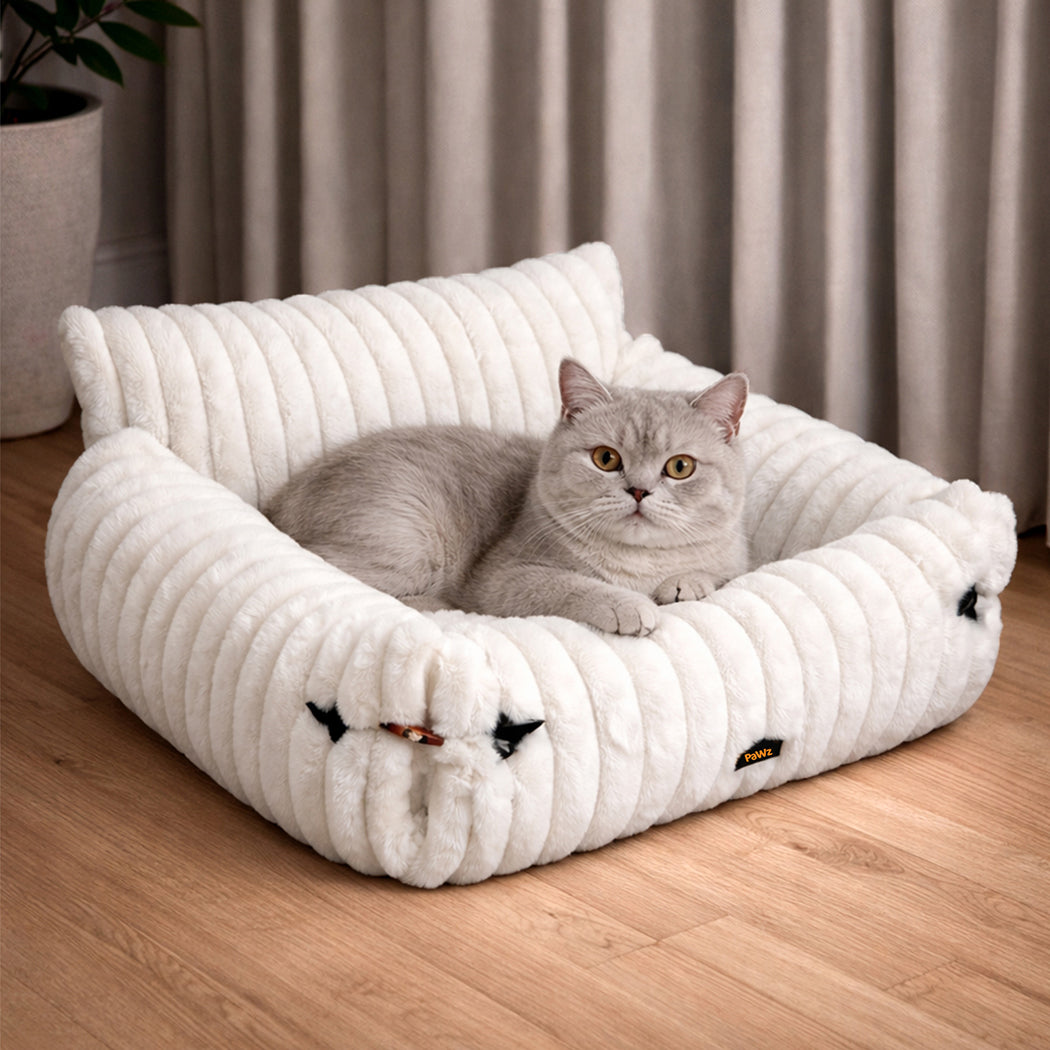 Pawz Cat Bed Extended Soft Plush Lounge Sofa Couch Pet Small Dog Removable Cover