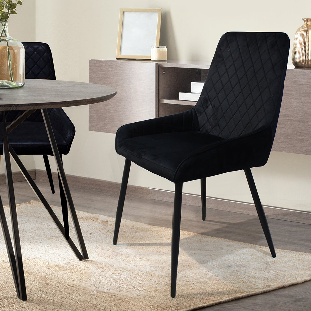 Dining Chairs x 4 Padded Seat Soft Velvet