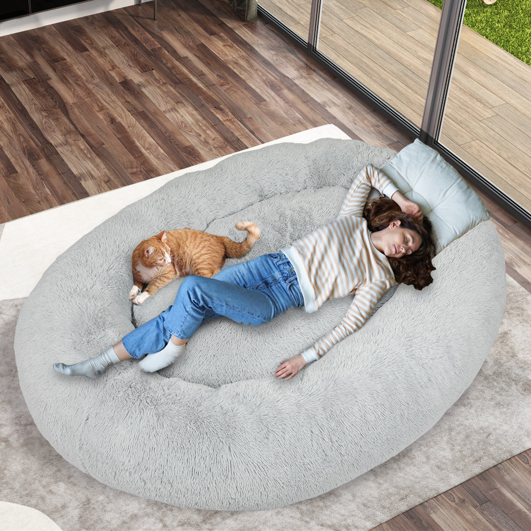 TheNapBed 1.8m Human Size Pet Bed Fluffy Grey
