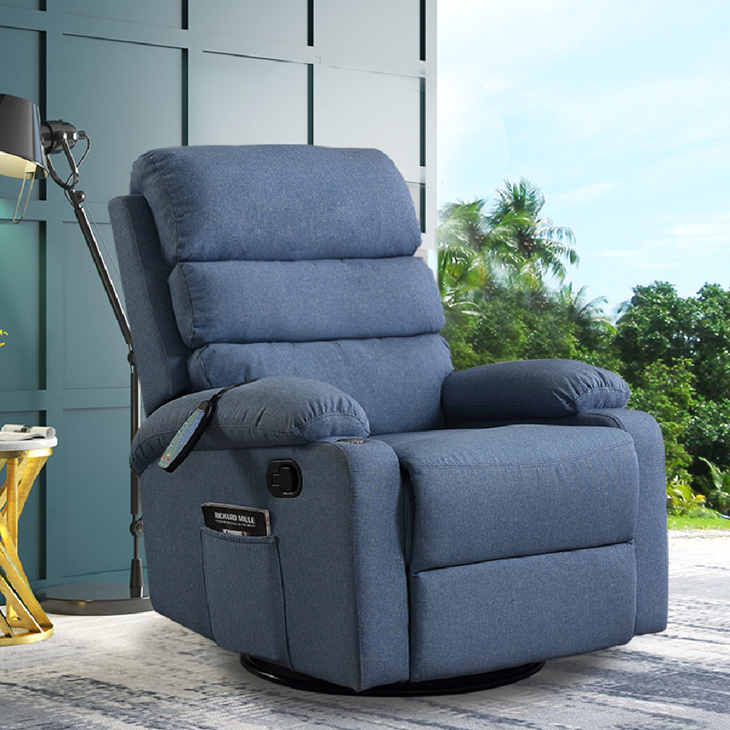 Levede Massage Chair Recliner Chairs Blue
