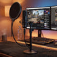 Levede Desktop Microphone Stand Adjustable Pop Filter Shock Mount Base Kit Black