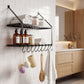 Toque Metal Pot Pan Rack Hanging Kitchen Shelf Wall Mounted Organizer 10 Hooks