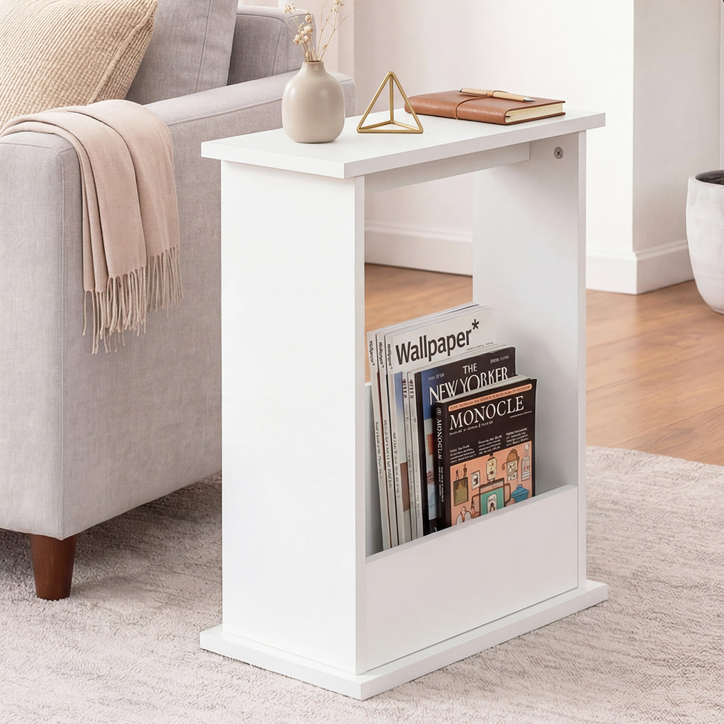 Levede Narrow End Table Modern Office Side Table Magazine Rack Bedside Storage