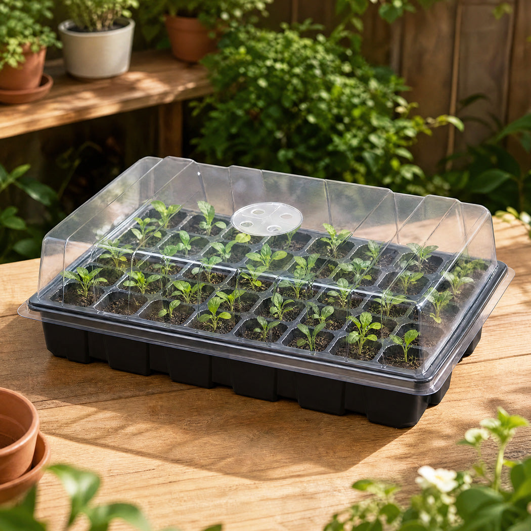 Toque Seedling Tray 5 Pack Starter Kit With Vented Dome For Greenhouse Black