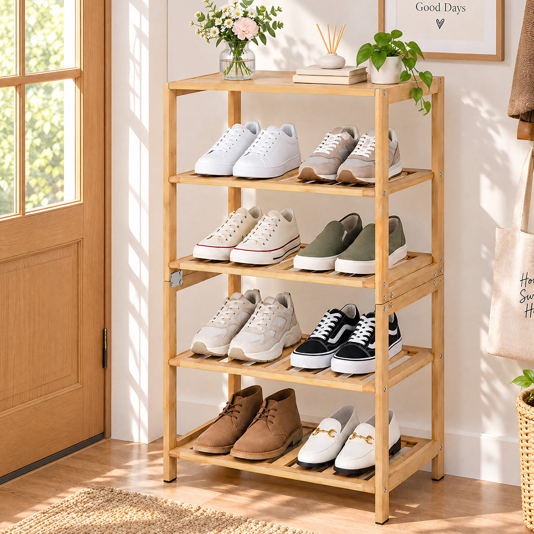 Levede Shoe Rack 5 Tier 25kg Storage Stand Multipurpose Shelfs Entryway Bamboo