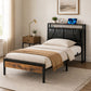 Levede Single Bed Frame PU Upholstered LED Storage Headboard Charging Home Black