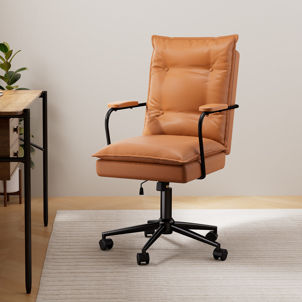 LEVEDE Ergonomic Office Chair Computer PU Brown
