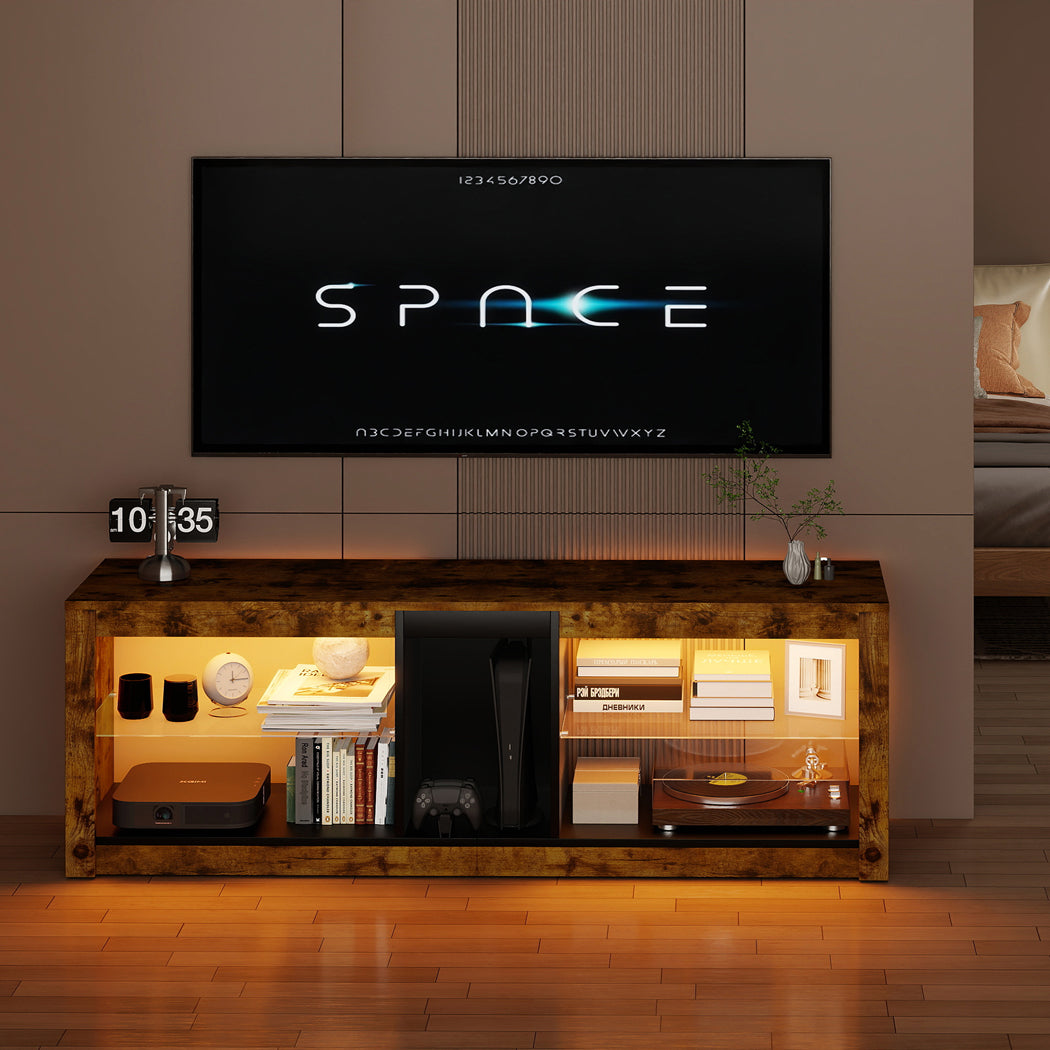 Levede TV Stand Cabinet Glass Display Storage Shelves