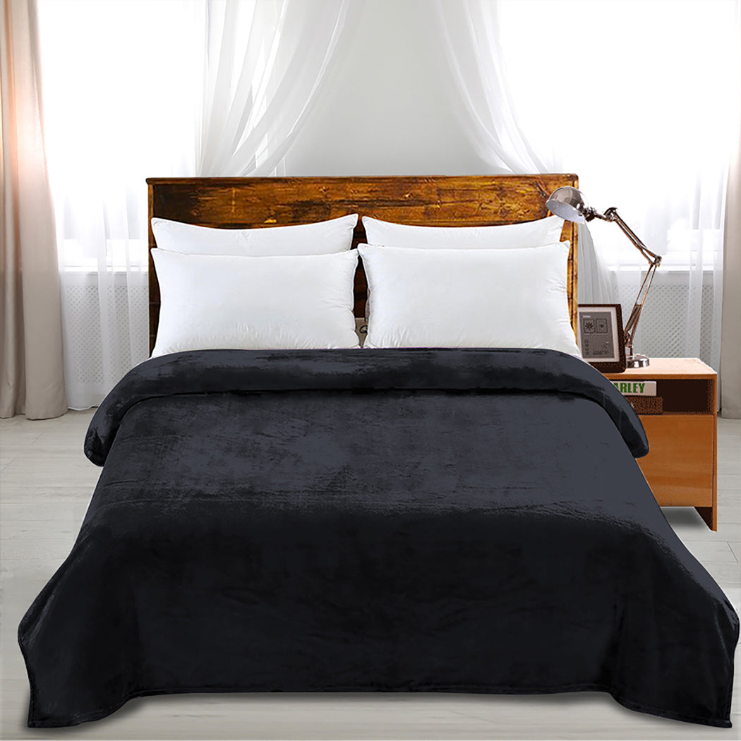 DreamZ 320GSM 220x240cm Ultra Soft Mink Dark Grey Queen