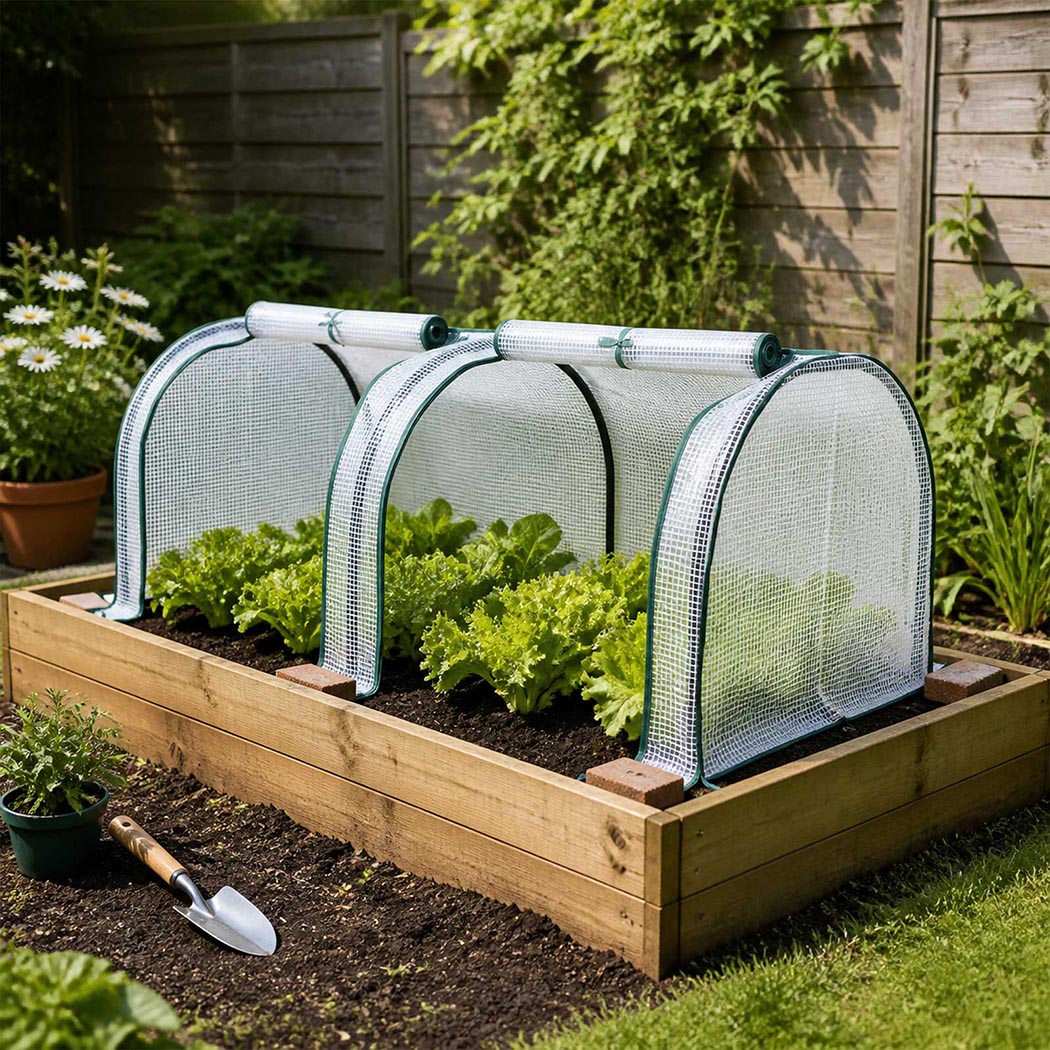 Lambu Mini Greenhouse Dual Zone PE Cover Tunnel Frame for Garden Transparent