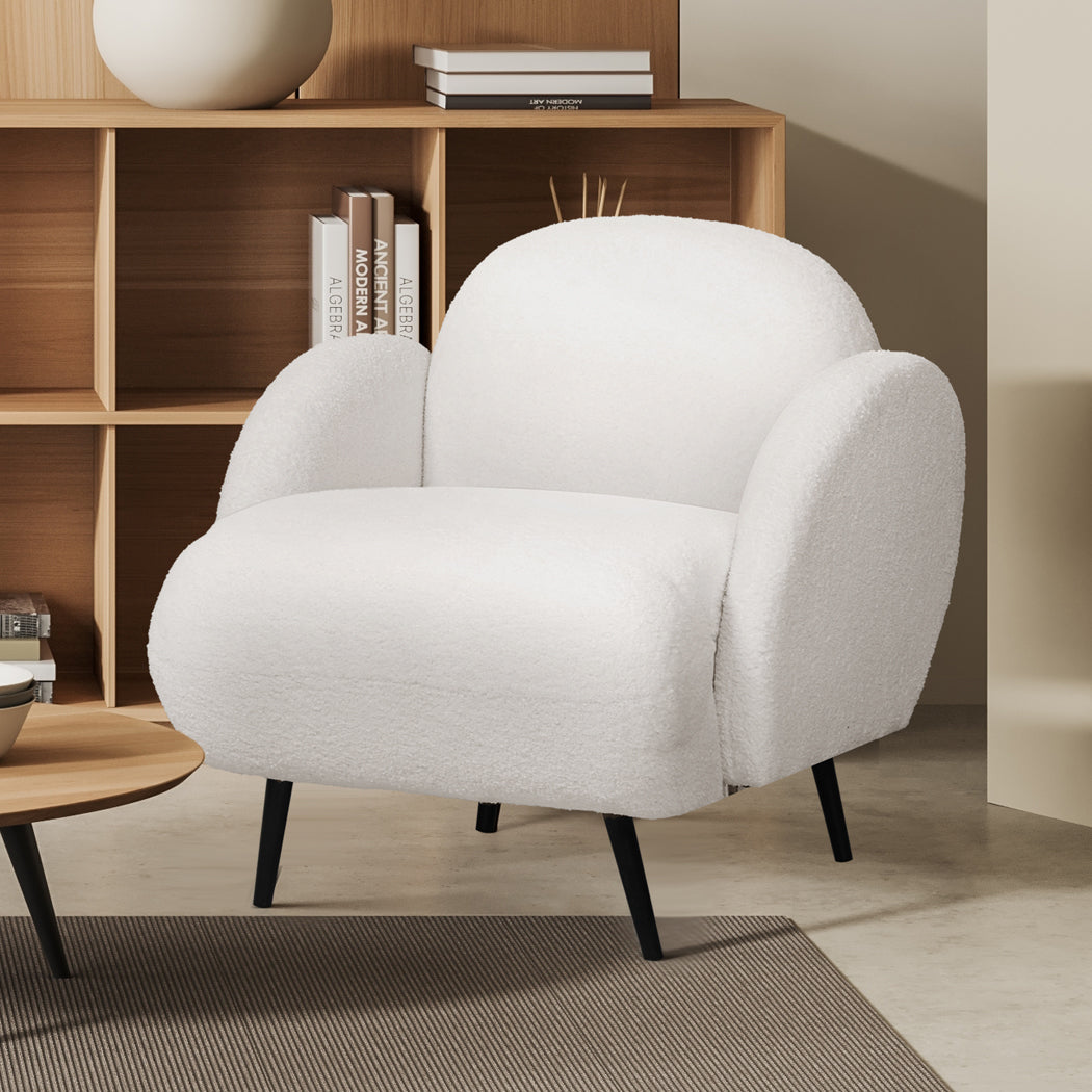 Levede Sofa Chair Fleece Upholstered Single White