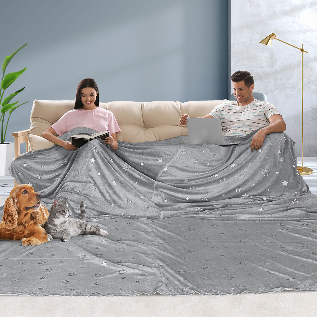 DreamZ 3x3M Large Oversized Blanket Grey Star