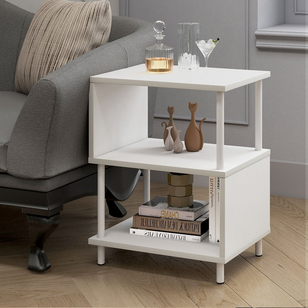 Levede Modern Side Table 3‑Tier Storage Bedside Table