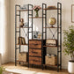 Levede Bookshelf 10 Open Cubes 3 Fabric Drawers Wood Black