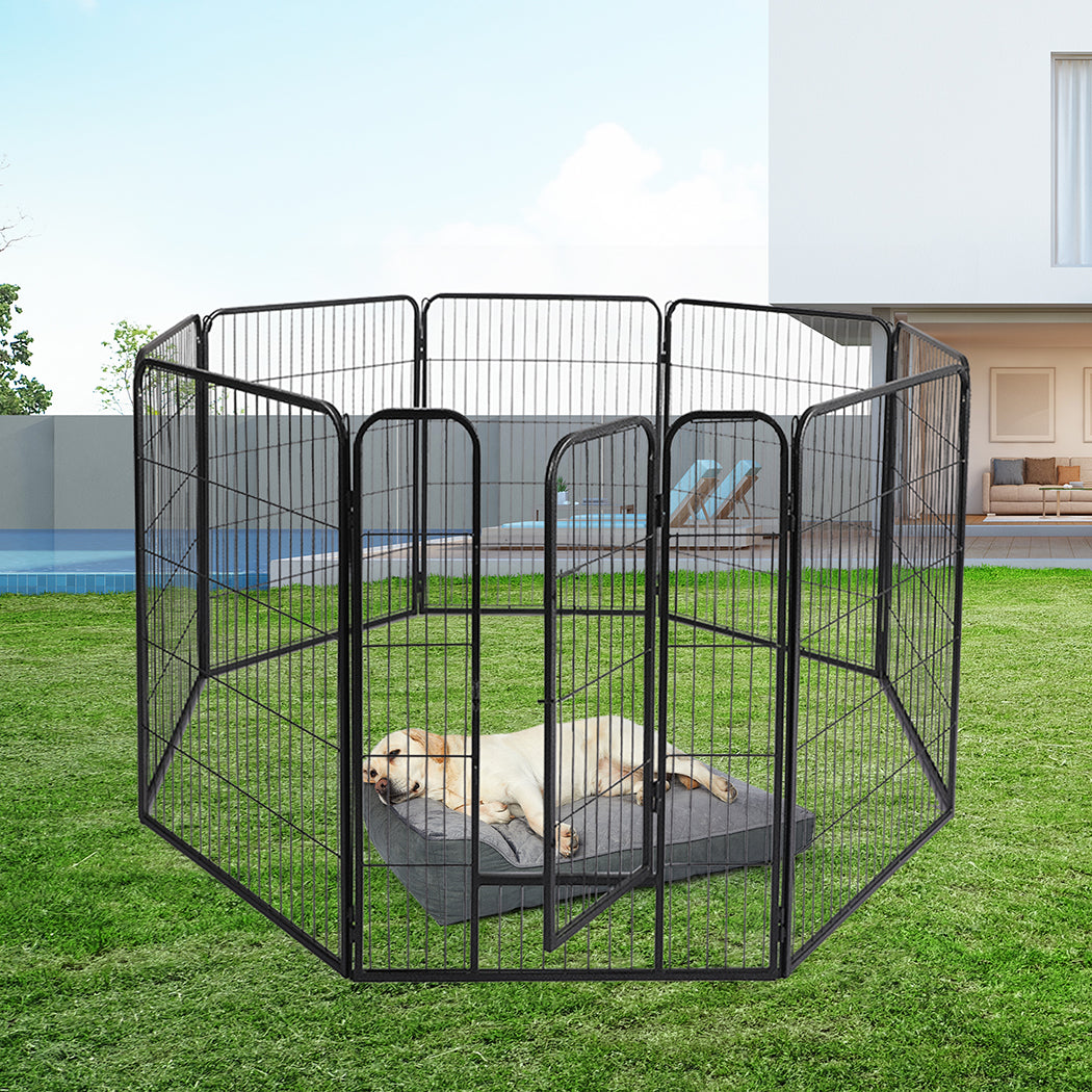PaWz 8 Panel Pet Dog Playpen Puppy Exercise Black 24 inch