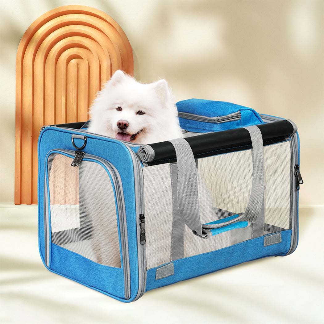 Pawz 3 in 1 Pet Soft Crate Dog Cat Carrier XL Size Blue