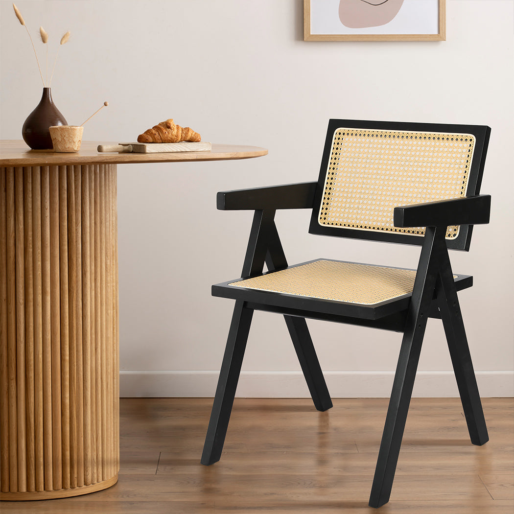 Levede 6x Black Wicker Armchair Dining Chair