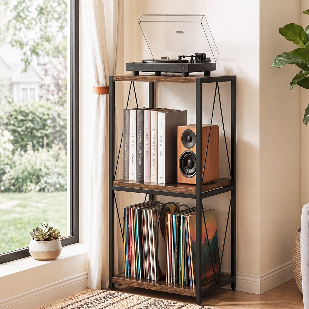Levede Record Player Stand Vinyl Storage Cabinet LP Rack Turntable Shelf Retro