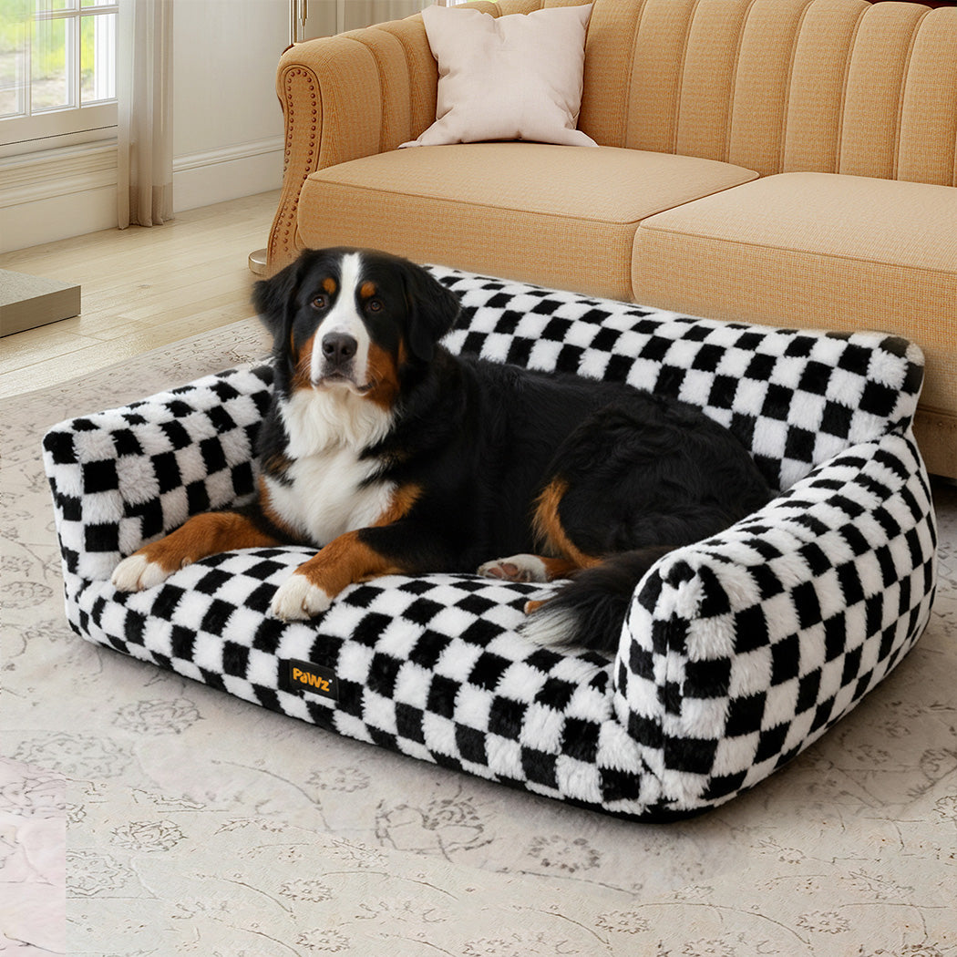 Pawz Pet Bed Plush Checkered Dog Bed Washable Cat Bed