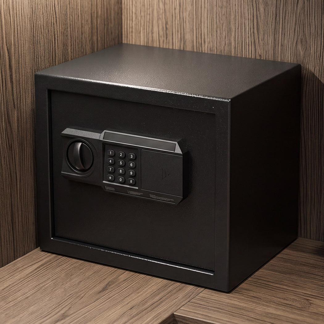 Levede Fireproof Safe Box with LED Light Alarm USB Steel for Home Use Black