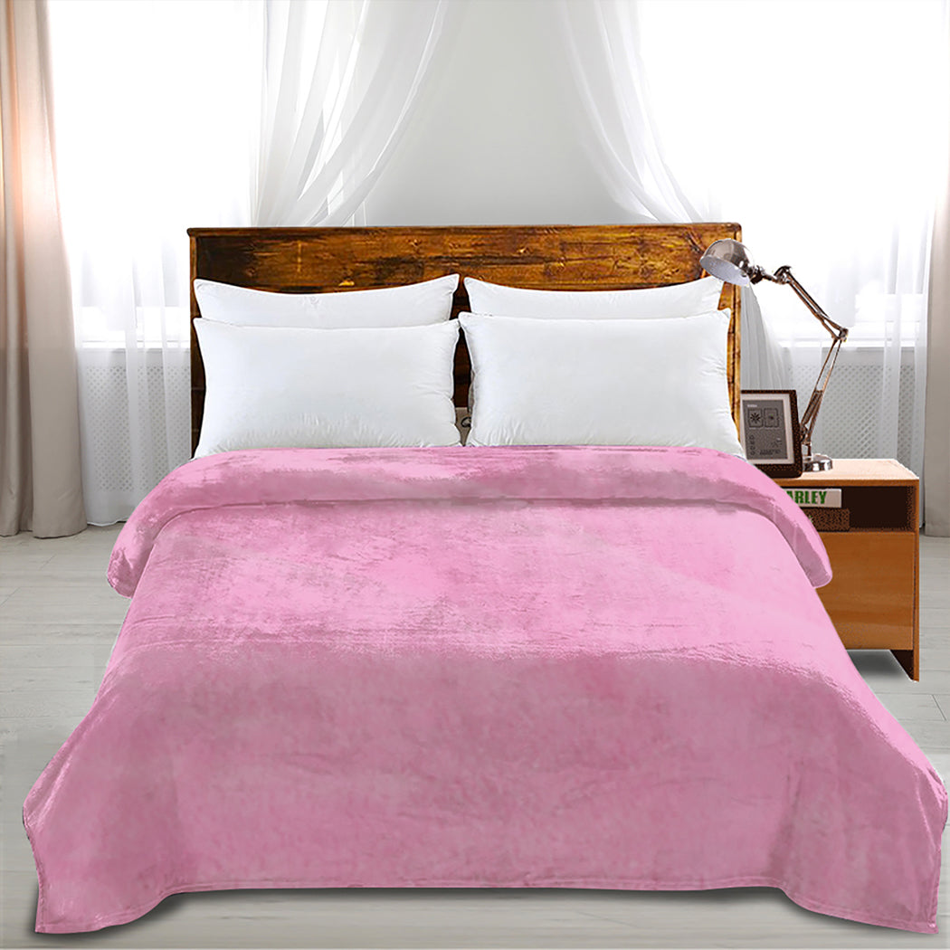 DreamZ 320GSM 220x240cm Ultra Soft Mink Pink Queen
