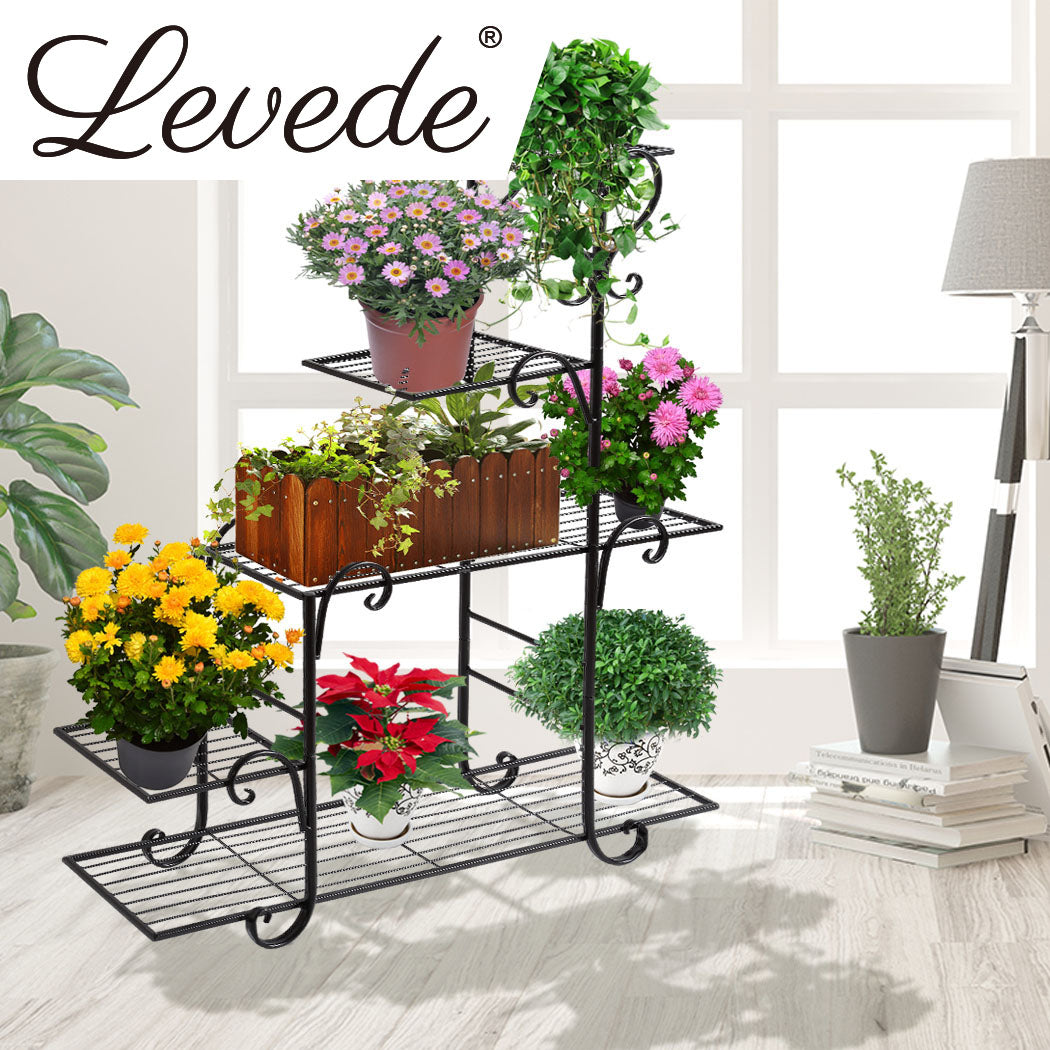 Levede Plant Stand Outdoor Indoor Metal Black
