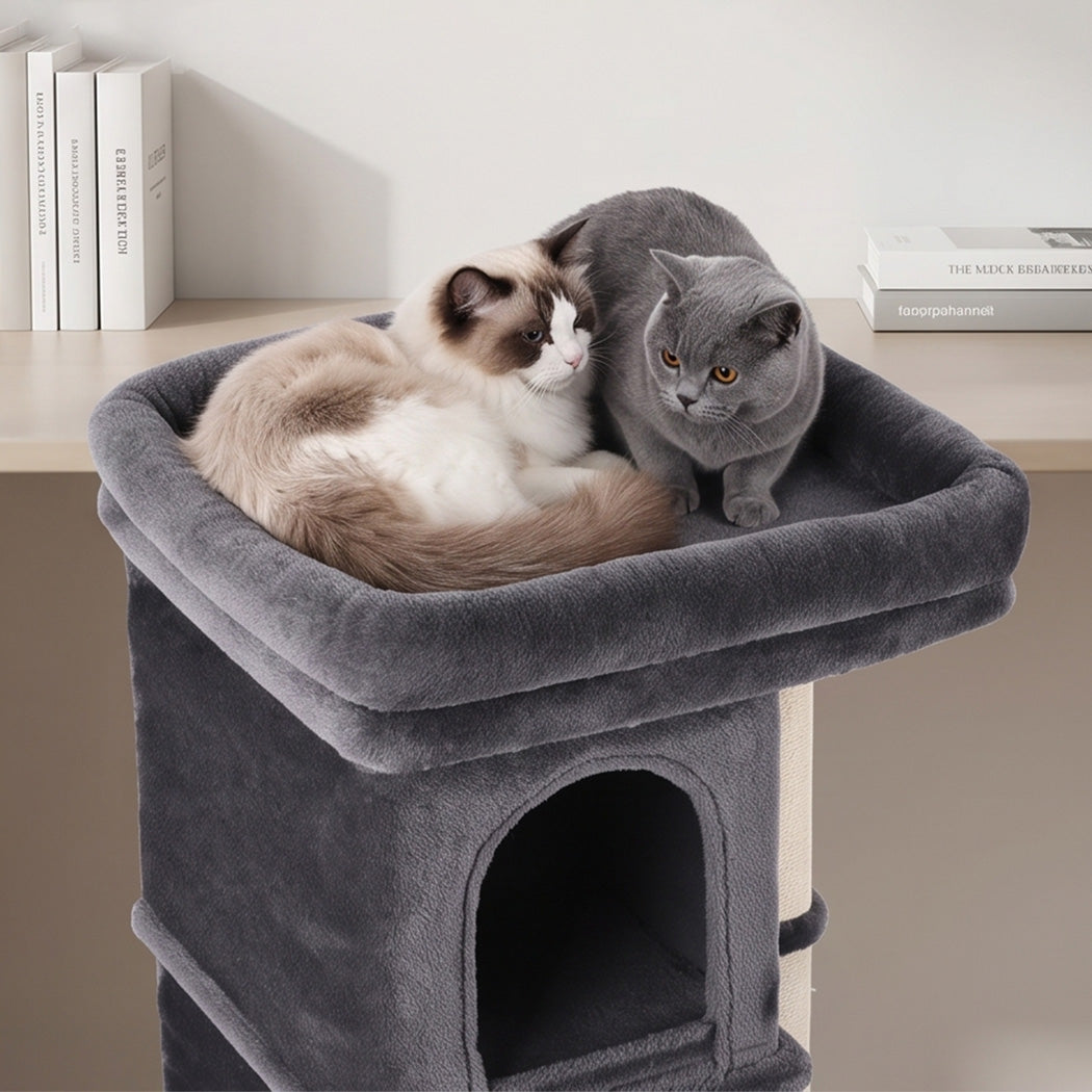 Pawz Cat Tree Cat Tower Top Perch Sisal Post E1 Particle Board Dark Grey