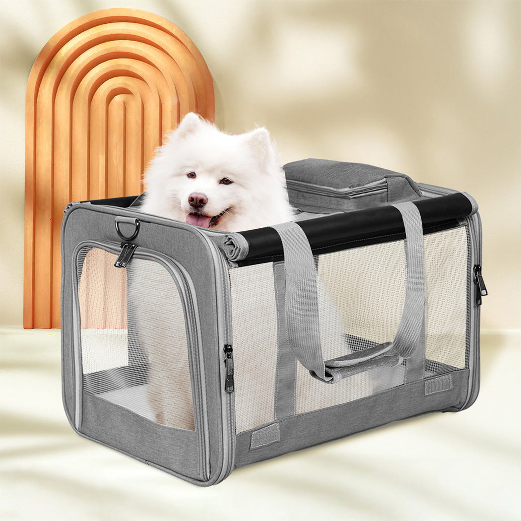 Pawz 3 in 1 Pet Soft Crate Dog Cat Carrier XL Size Grey