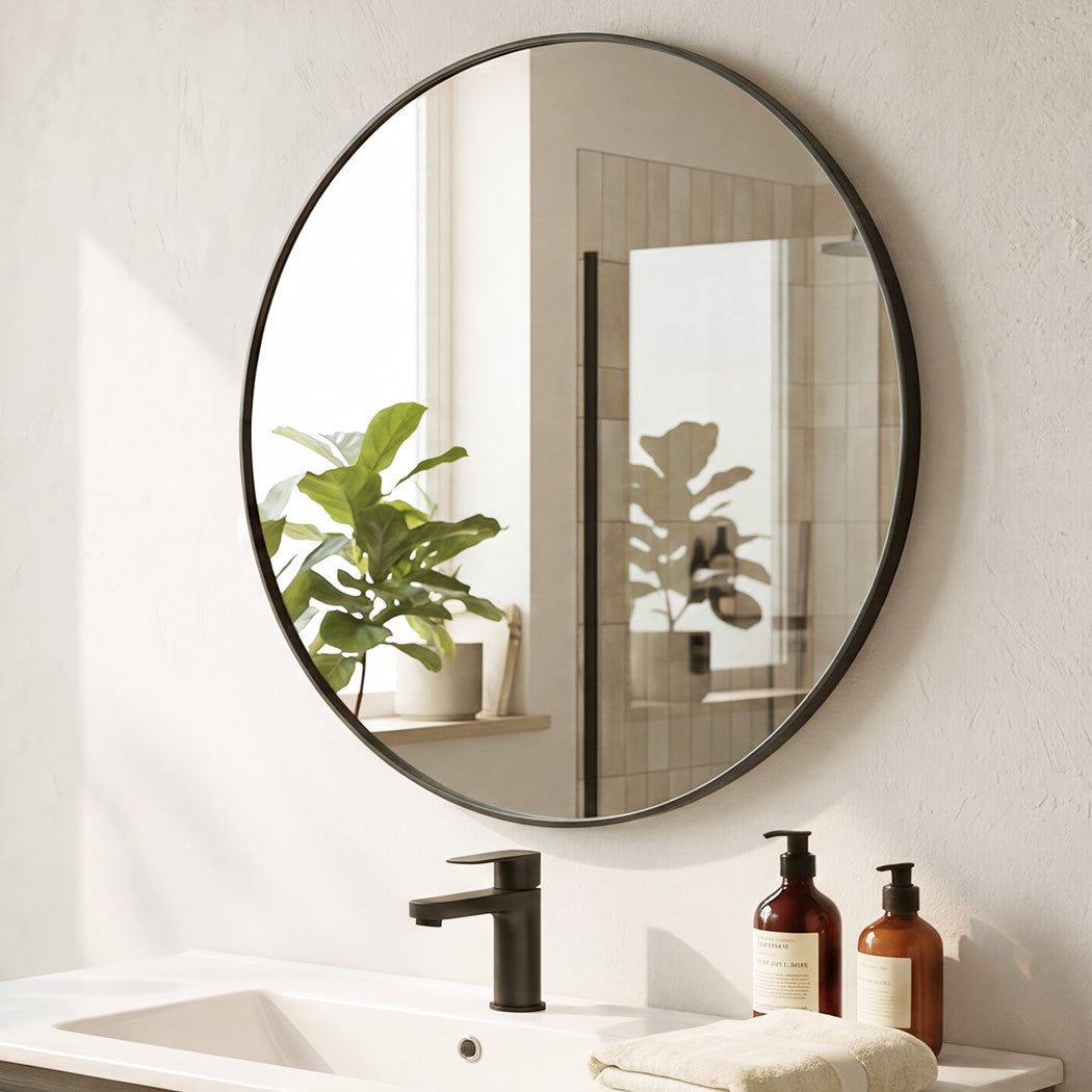 Yezi 60cm Wall Vanity Mirror Round Decorative Bathroom HD Glass Anti-explosion