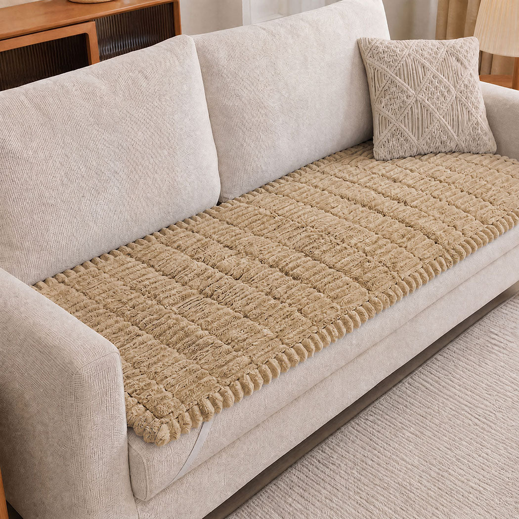 Marlow Sofa Cover Lounge Plush Pet Couch Cover Non-Slip Light Camel 70x150cm