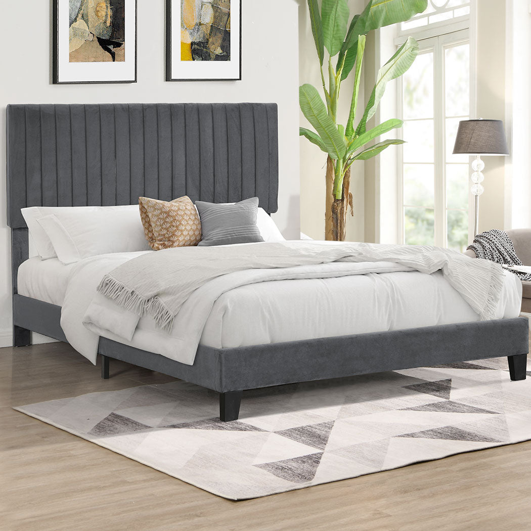 Levede Bed Frame Queen Size Mattress Grey