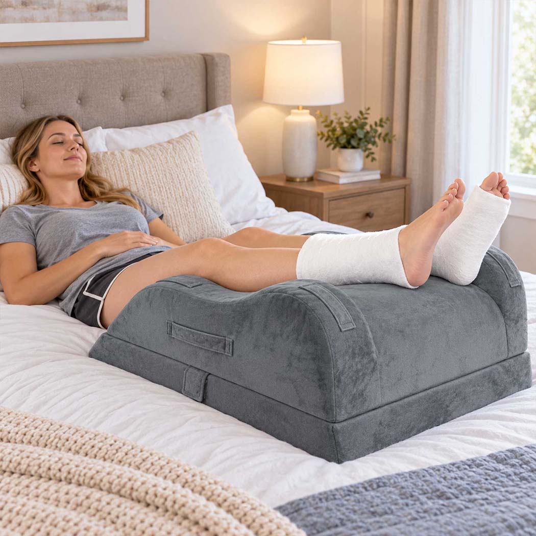 DreamZ Leg Elevation Pillow After Surgery Gel Memory Foam Double Leg Grey