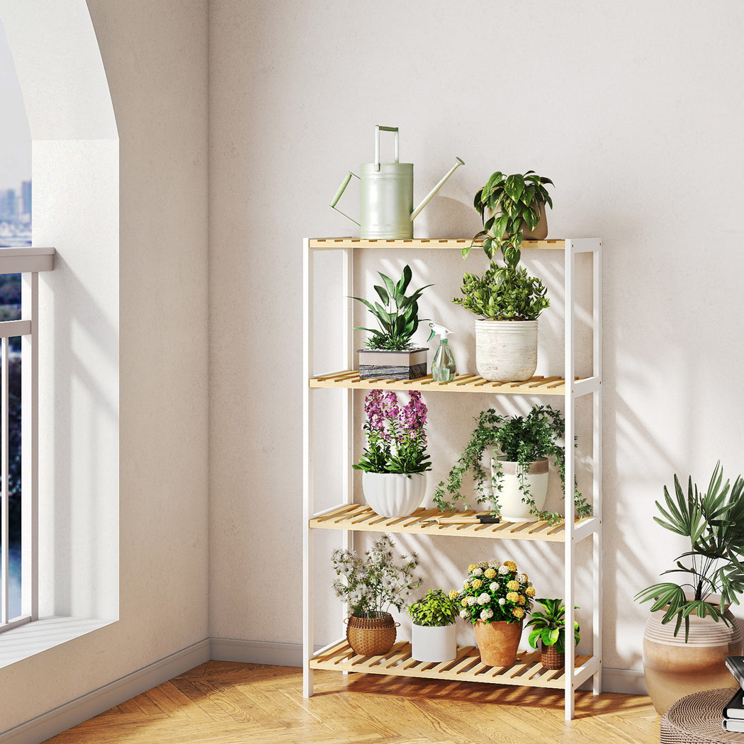 Levede Bamboo Storage Rack 4 Tier Shelf Shoe Organiser