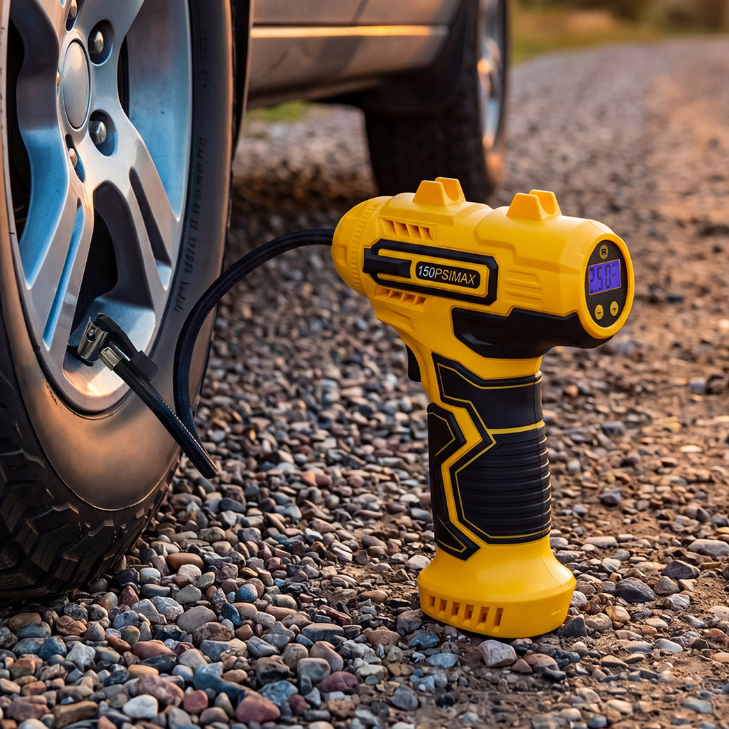 Traderight Cordless Tyre Inflator Air Car Compressor Pump LCD Digital Handheld