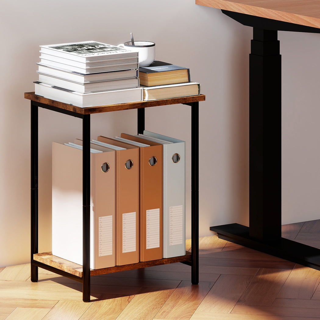 Levede Side Table 2-Tier Industrial Vintage End Table Storage Shelf Nightstand