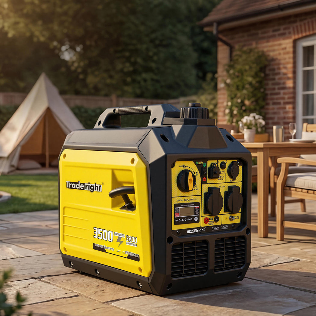 Traderight 3500W Petrol Inverter Generator Portable Silent Pure Sine Wave Power