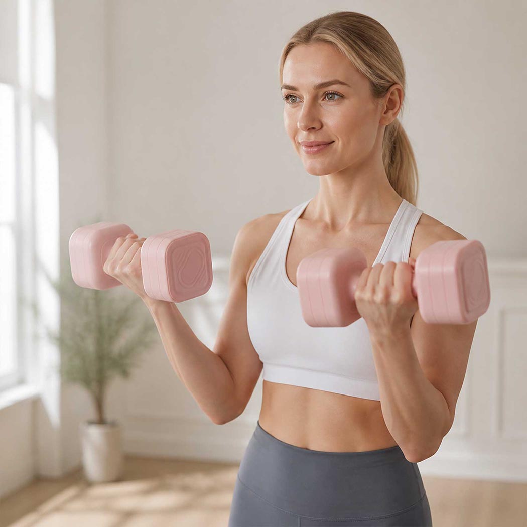 Centra Adjustable Dumbbells Set 2-5kg Quick Lock TPU Grip for Home Workout Pink