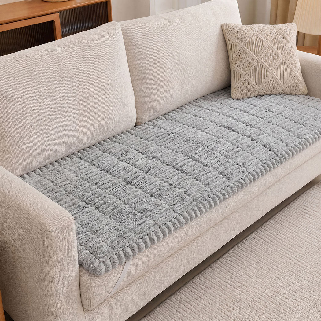 Marlow Sofa Cover Lounge Plush Pet Couch Cover Non-Slip Light Grey 70x180cm