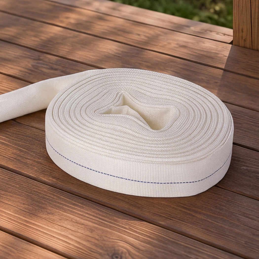 Traderight Hose Pipe Heavy 20m x 25mm Layflat PVC Pump Drainage with Clips White