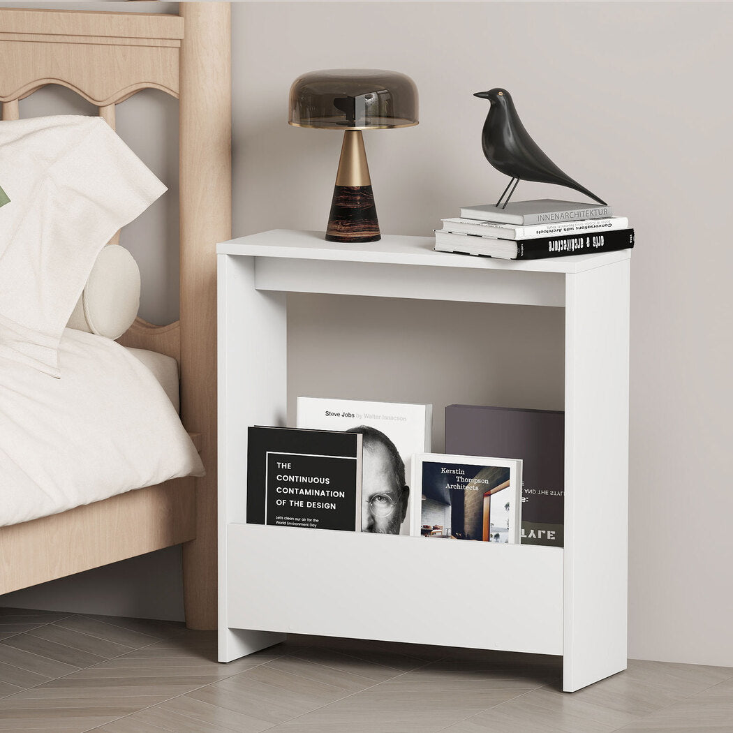 Levede Side Table with Magazine Rack Small End Table