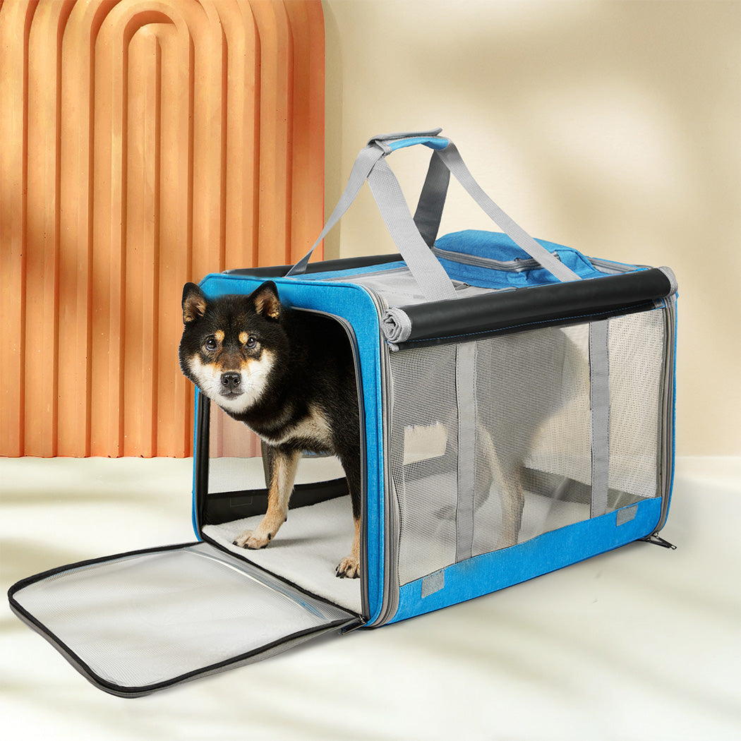 Pawz 3 in 1 Pet Soft Crate Dog Cat Carrier L Size Blue