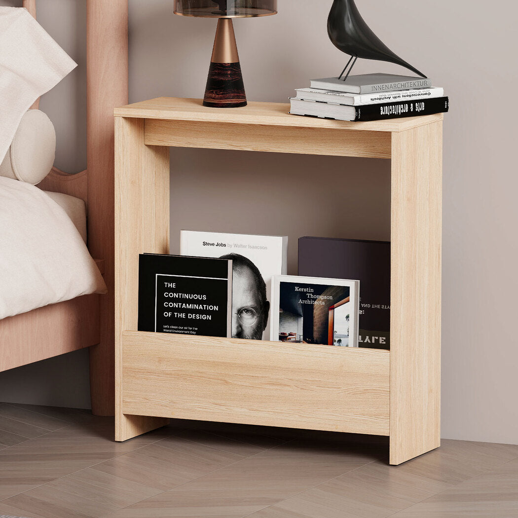 Levede Side Table with Magazine Rack Small End Table
