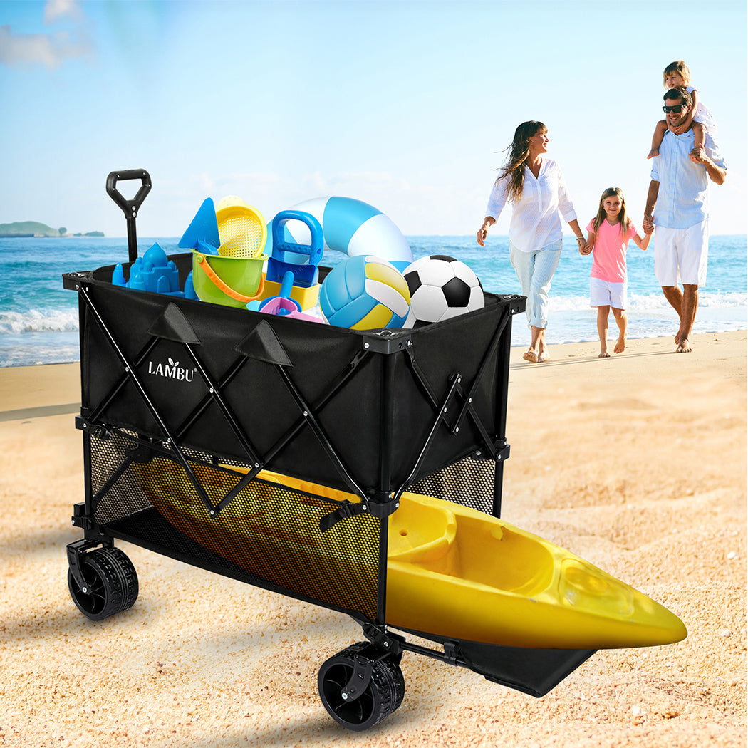 Lambu Folding Wagon Cart Double Shelves