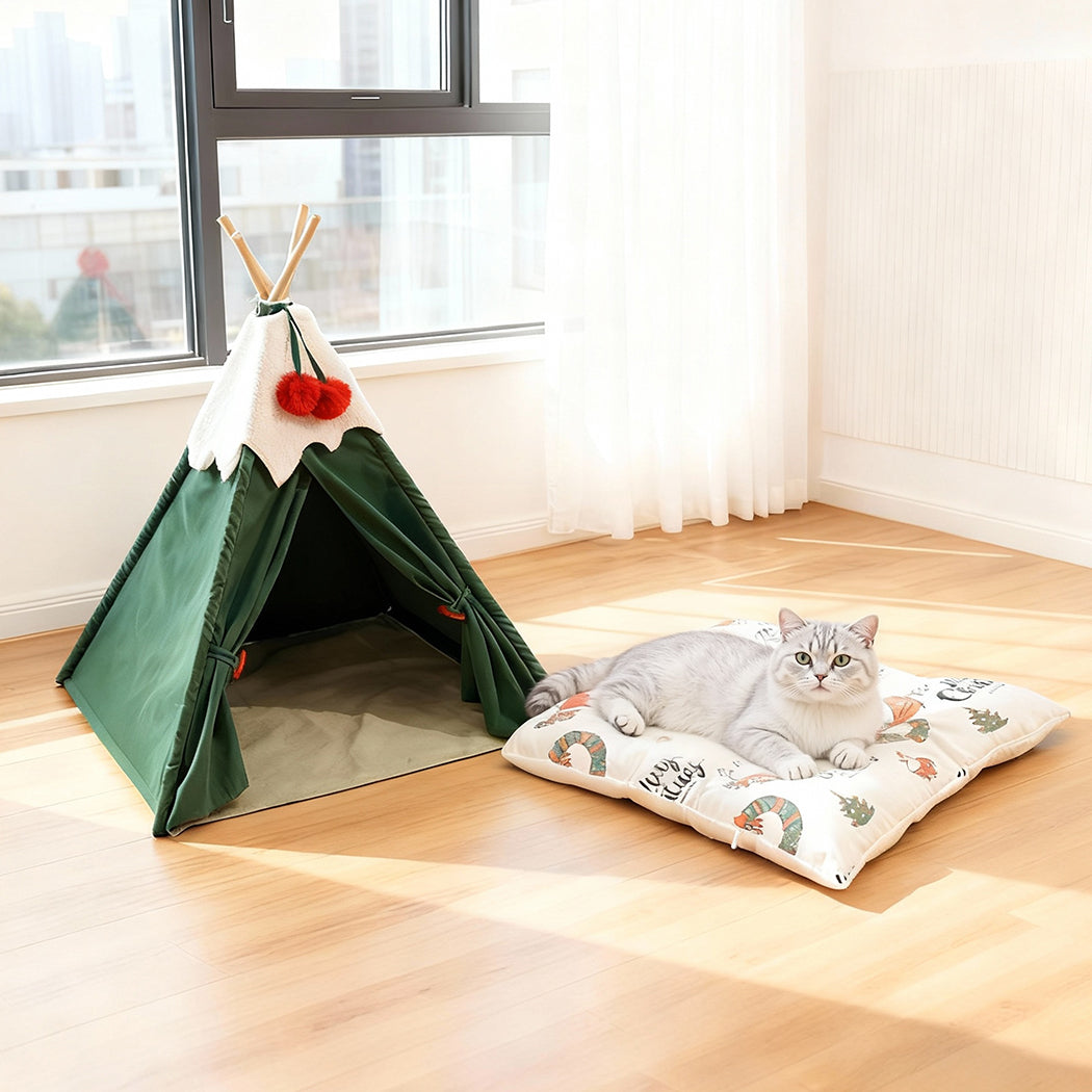 Pawz Pet Tent Dog Cat Tent Bed Washable Indoor Green