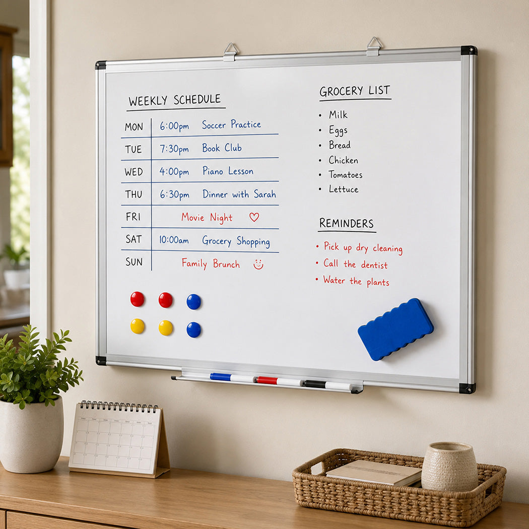 Levede Magnetic Whiteboard Smooth Dry Erase Board with 3 Pens for Office White